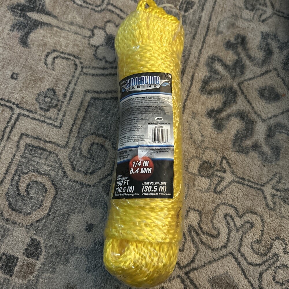 Shoreline marine Poly Multi-Purpose Line,1/4" x 100FT-Yellow
